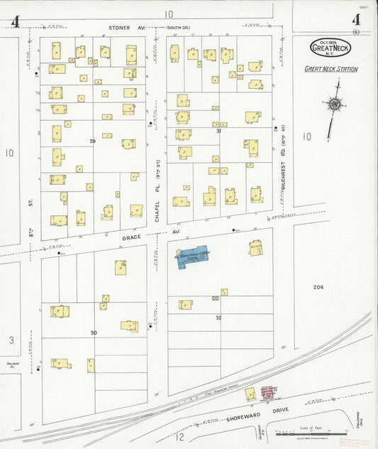 Sanborn Fire Insurance Map from Great Neck, Nassau County, New York (1926), Sheet #0004 - Historic Sanborn Fire Insurance Map Print, vintage old map wall art, antique decor, genealogy gift, New York New York map