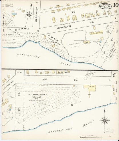 Sanborn Fire Insurance Map from Clinton, Clinton County, Iowa (1885), Sheet #0010 - Historic Sanborn Fire Insurance Map Print