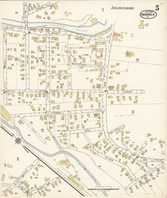 Sanborn Fire Insurance Map from Hardwick, Caledonia County, Vermont (1922), Sheet #0005 - Historic Sanborn Fire Insurance Map Print, vintage old map wall art, antique decor, genealogy gift, Vermont Vermont map