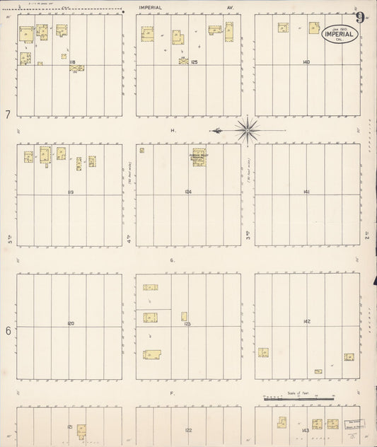 Sanborn Fire Insurance Map from Imperial, Imperial County, California (1910), Sheet #0009 - Historic Sanborn Fire Insurance Map Print, vintage old map wall art, antique decor, genealogy gift, California California map