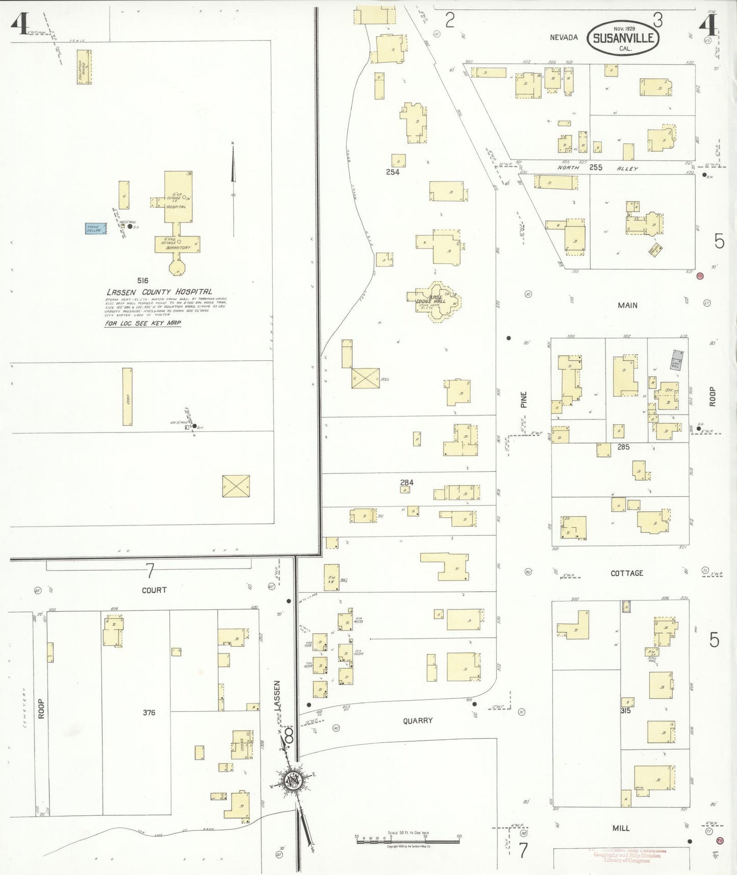 Sanborn Fire Insurance Map from Susanville, Lassen County, California (1929), Sheet #0004 - Complete Map Set gallery image, historic Sanborn map, vintage wall art, California California
