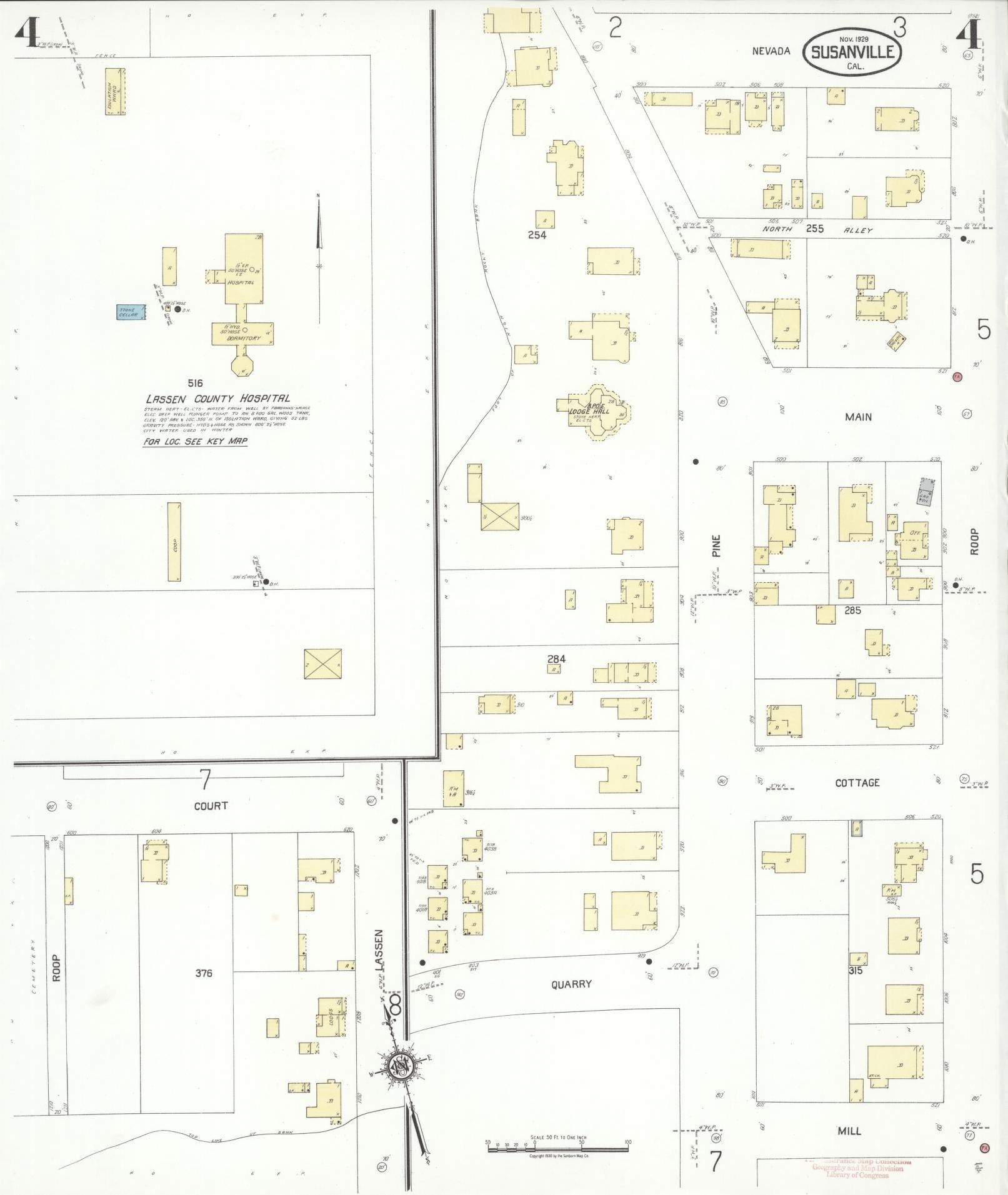 Sanborn Fire Insurance Map from Susanville, Lassen County, California (1929), Sheet #0004 - Complete Map Set gallery image, historic Sanborn map, vintage wall art, California California