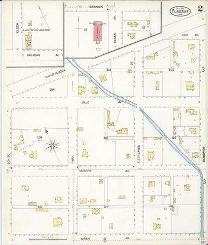 Sanborn Fire Insurance Map from Flagstaff, Coconino County, Arizona (1901), Sheet #0002 - Complete Map Set gallery image, historic Sanborn map, vintage wall art, Arizona Arizona