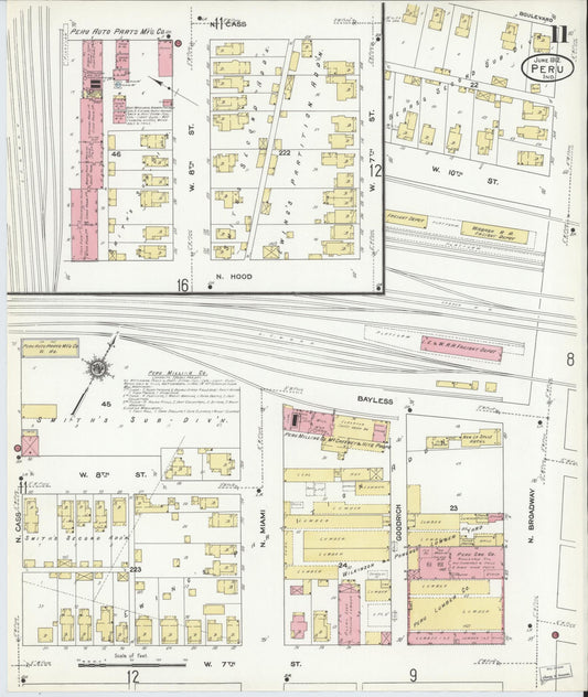 Sanborn Fire Insurance Map from Peru, Miami County, Indiana (1912), Sheet #0011 - Historic Sanborn Fire Insurance Map Print, vintage old map wall art, antique decor, genealogy gift, Indiana Indiana map