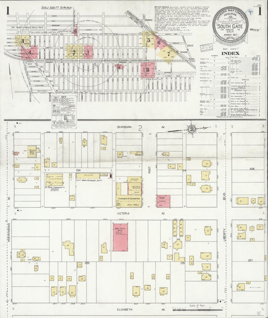 Sanborn Fire Insurance Map from South Gate, Los Angeles County, California (1927), Sheet #0001 - Complete Map Set gallery image, historic Sanborn map, vintage wall art, California California