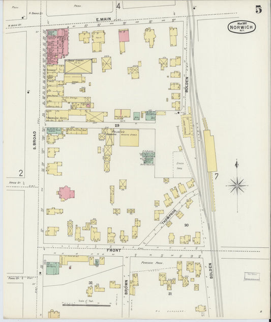 Sanborn Fire Insurance Map from Norwich, Chenango County, New York (1897), Sheet #0005 - Historic Sanborn Fire Insurance Map Print, vintage old map wall art, antique decor, genealogy gift, New York New York map