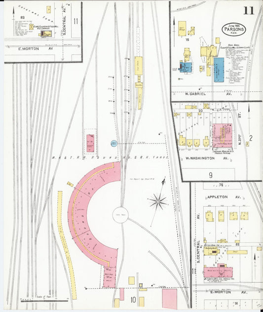 Sanborn Fire Insurance Map from Parsons, Labette County, Kansas (1905), Sheet #0011 - Historic Sanborn Fire Insurance Map Print, vintage old map wall art, antique decor, genealogy gift, Kansas Kansas map