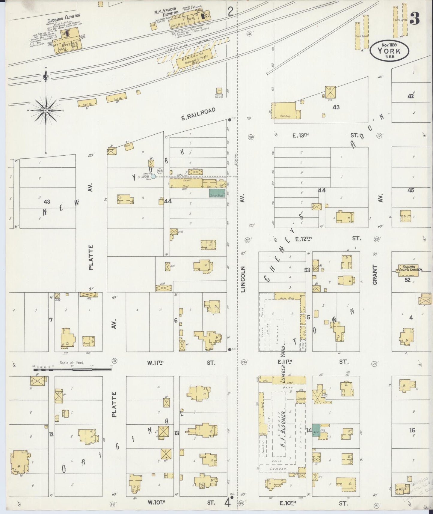 Sanborn Fire Insurance Map from York, York County, Nebraska (1899), Sheet #0003 - Complete Map Set gallery image, historic Sanborn map, vintage wall art, Nebraska Nebraska