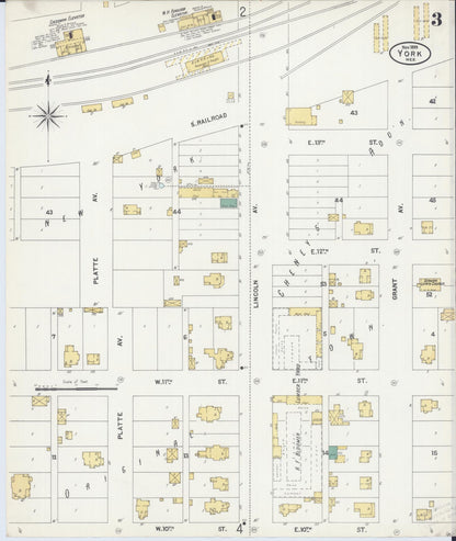 Sanborn Fire Insurance Map from York, York County, Nebraska (1899), Sheet #0003 - Complete Map Set gallery image, historic Sanborn map, vintage wall art, Nebraska Nebraska