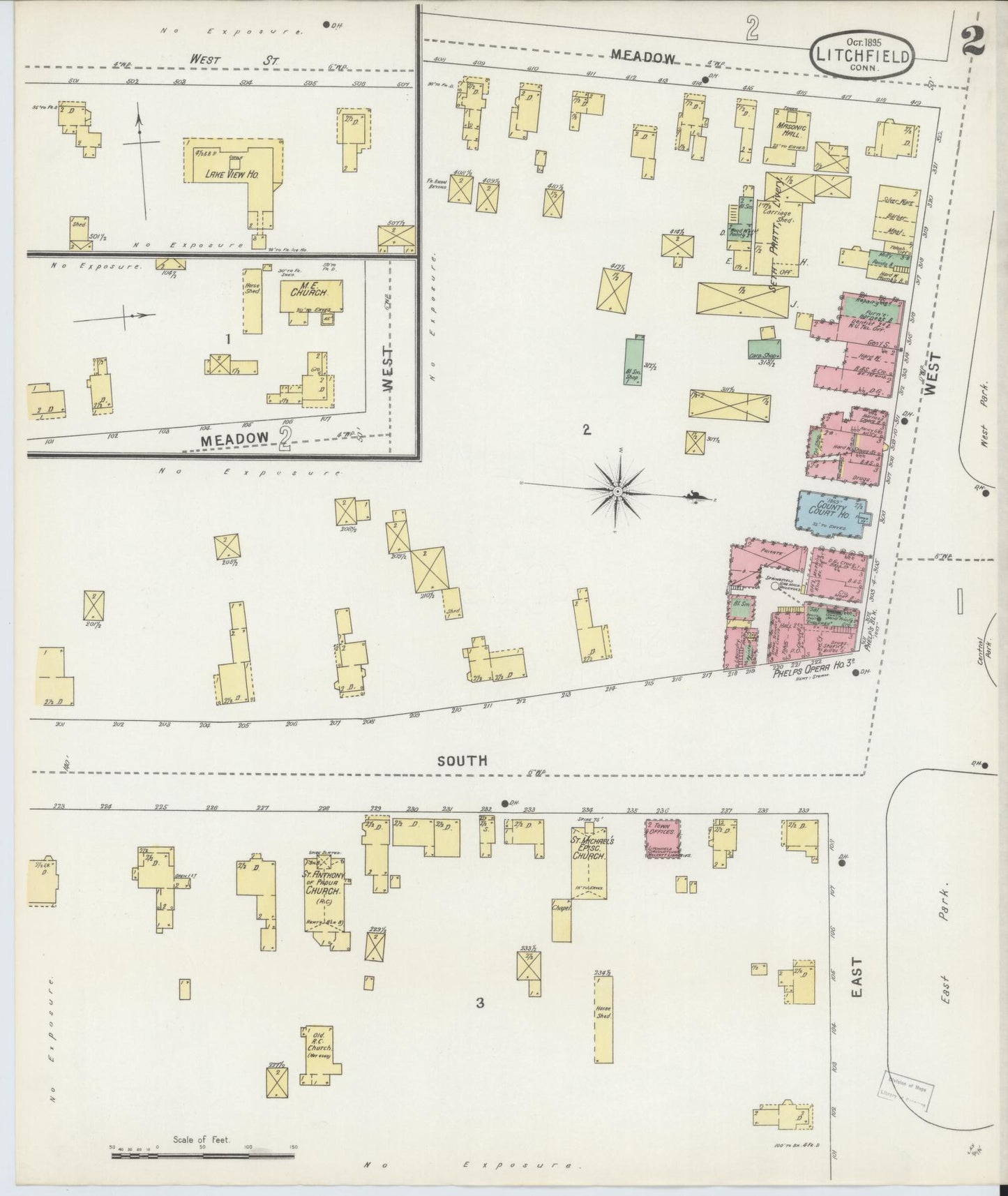 Sanborn Fire Insurance Map from Litchfield, Litchfield County, Connecticut (1895), Sheet #0002 - Complete Map Set gallery image, historic Sanborn map, vintage wall art, Connecticut Connecticut