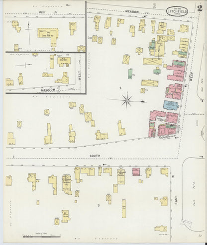 Sanborn Fire Insurance Map from Litchfield, Litchfield County, Connecticut (1895), Sheet #0002 - Complete Map Set gallery image, historic Sanborn map, vintage wall art, Connecticut Connecticut