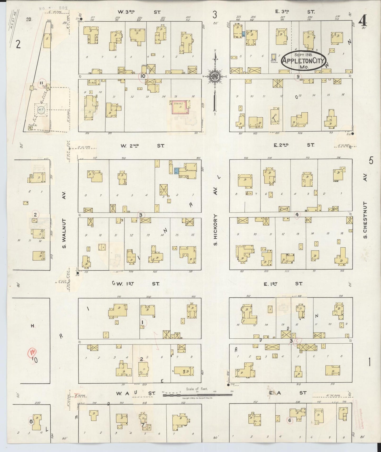 Sanborn Fire Insurance Map from Appleton City, Saint Clair County, Missouri (1935), Sheet #0004 - Historic Sanborn Fire Insurance Map Print, vintage old map wall art, antique decor, genealogy gift, Missouri Missouri map