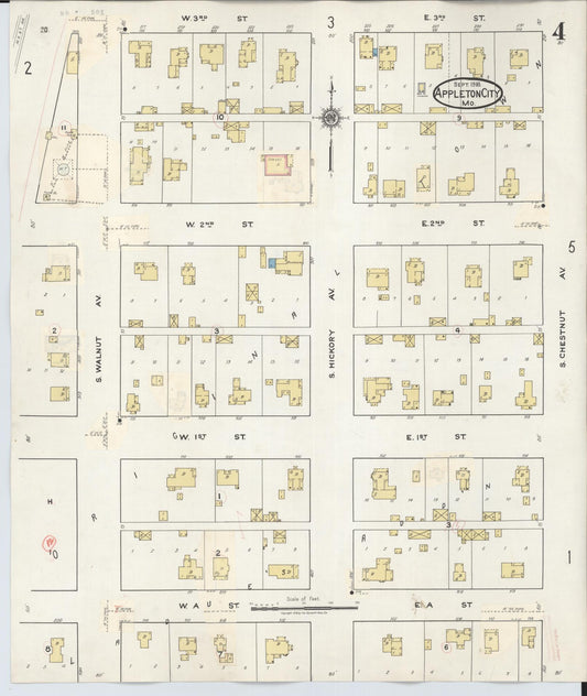 Sanborn Fire Insurance Map from Appleton City, Saint Clair County, Missouri (1935), Sheet #0004 - Historic Sanborn Fire Insurance Map Print, vintage old map wall art, antique decor, genealogy gift, Missouri Missouri map