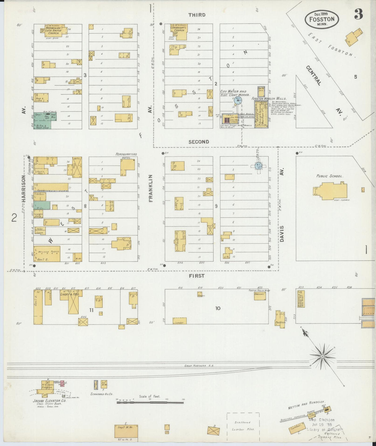 Sanborn Fire Insurance Map from Fosston, Polk County, Minnesota (1899), Sheet #0003 - Complete Map Set gallery image, historic Sanborn map, vintage wall art, Minnesota Minnesota