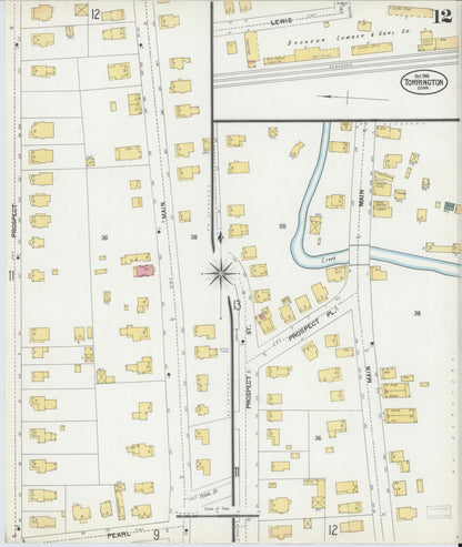Sanborn Fire Insurance Map from Torrington, Litchfield County, Connecticut (1901), Sheet #0012 - Complete Map Set gallery image, historic Sanborn map, vintage wall art, Connecticut Connecticut
