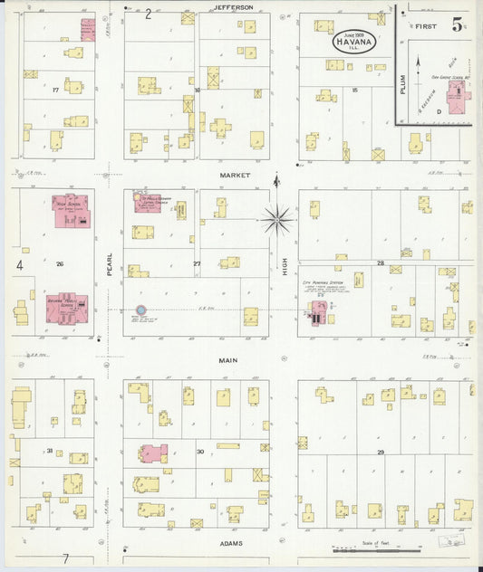 Sanborn Fire Insurance Map from Havana, Mason County, Illinois (1909), Sheet #0005 - Historic Sanborn Fire Insurance Map Print, vintage old map wall art, antique decor, genealogy gift, Illinois Illinois map