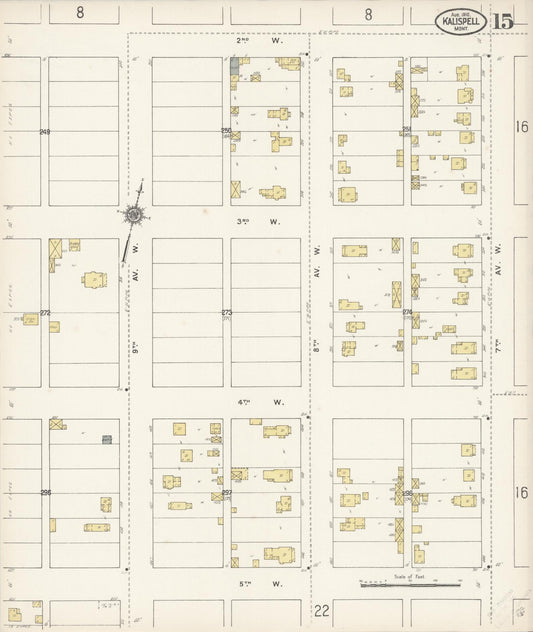 Sanborn Fire Insurance Map from Kalispell, Flathead County, Montana (1910), Sheet #0015 - Historic Sanborn Fire Insurance Map Print, vintage old map wall art, antique decor, genealogy gift, Montana Montana map