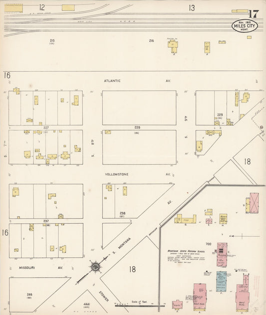 Sanborn Fire Insurance Map from Miles City, Custer County, Montana (1910), Sheet #0017 - Historic Sanborn Fire Insurance Map Print, vintage old map wall art, antique decor, genealogy gift, Montana Montana map