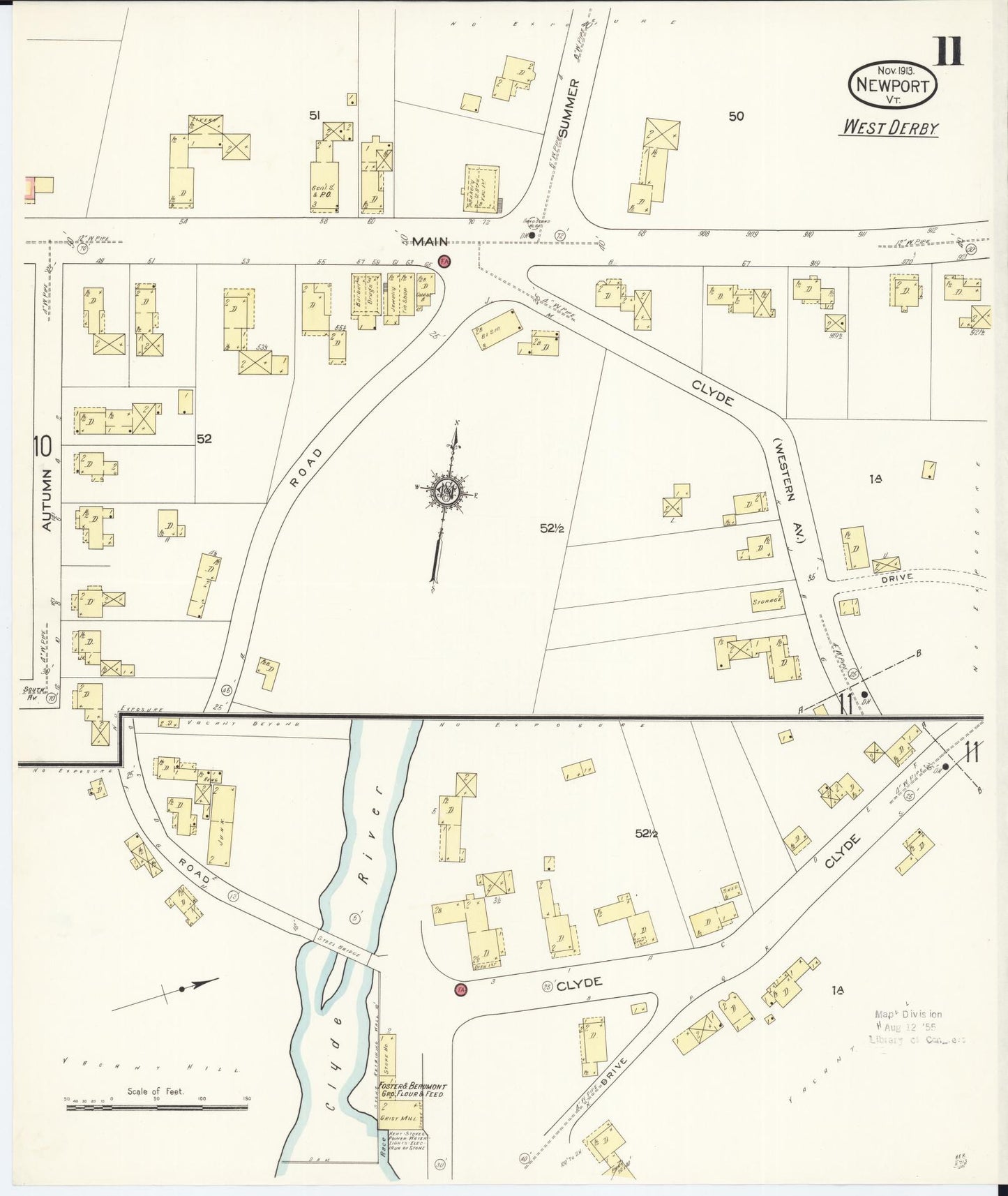 Sanborn Fire Insurance Map from Newport, Orleans County, Vermont (1913), Sheet #0011 - Complete Map Set gallery image, historic Sanborn map, vintage wall art, Vermont Vermont