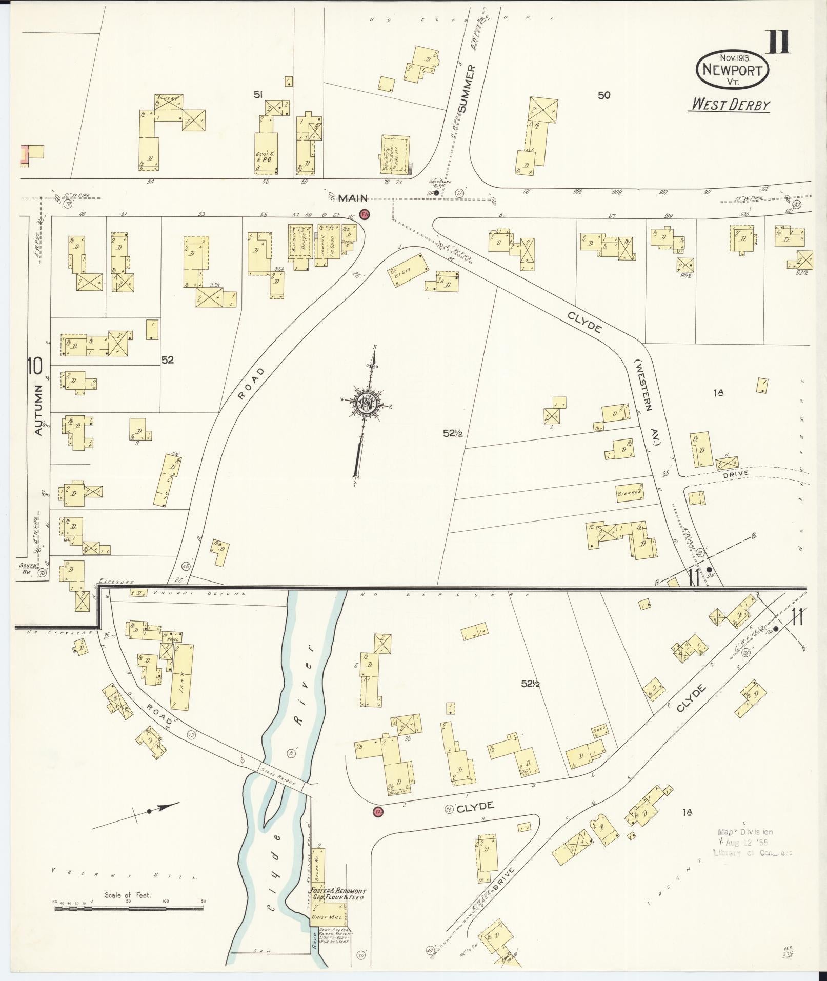 Sanborn Fire Insurance Map from Newport, Orleans County, Vermont (1913), Sheet #0011 - Complete Map Set gallery image, historic Sanborn map, vintage wall art, Vermont Vermont