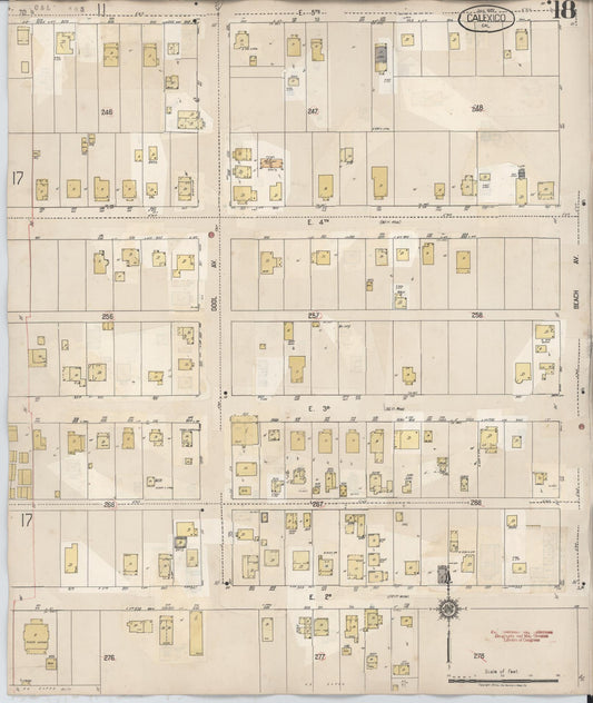 Sanborn Fire Insurance Map from Calexico, Imperial County, California (1949), Sheet #0018 - Historic Sanborn Fire Insurance Map Print, vintage old map wall art, antique decor, genealogy gift, California California map