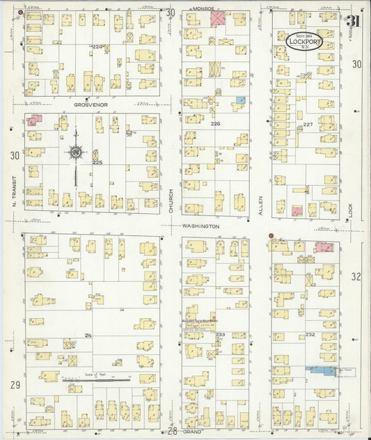 Sanborn Fire Insurance Map from Lockport, Niagara County, New York (1914), Sheet #0031 - Historic Sanborn Fire Insurance Map Print, vintage old map wall art, antique decor, genealogy gift, New York New York map