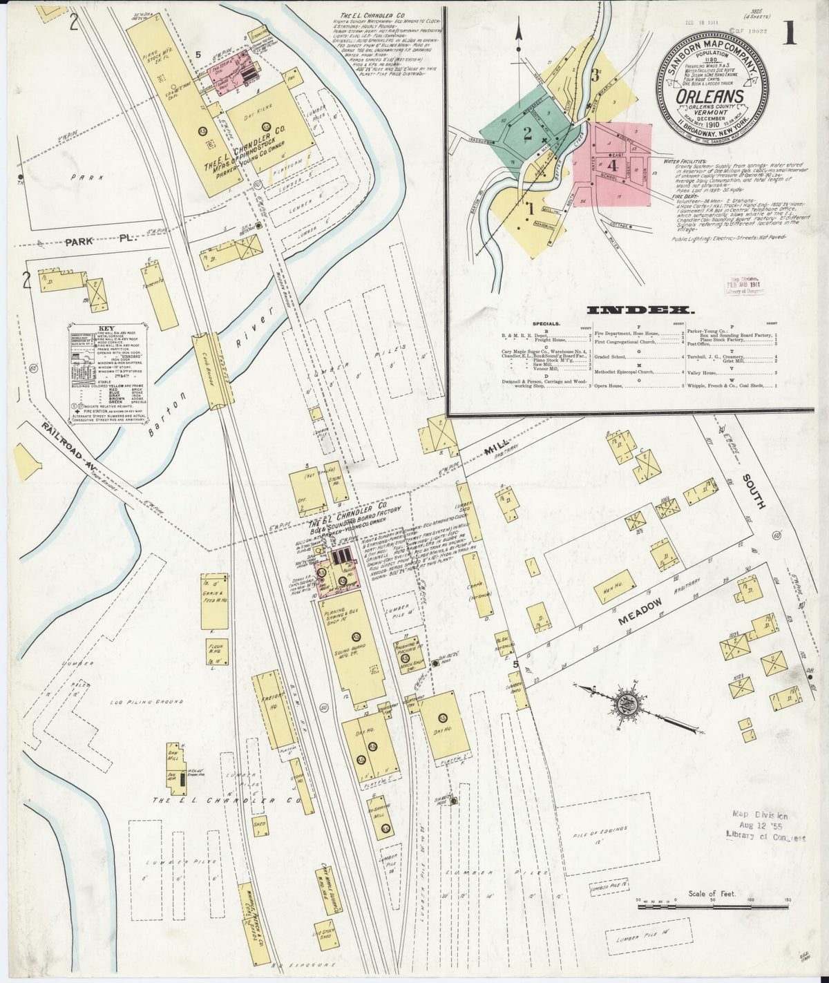 Sanborn Fire Insurance Map from Orleans, Orleans County, Vermont (1910), Sheet #0001 - Historic Sanborn Fire Insurance Map Print, vintage old map wall art, antique decor, genealogy gift, Vermont Vermont map