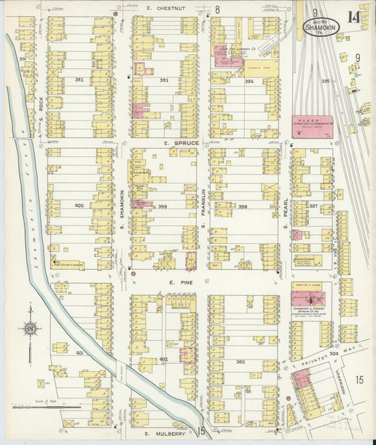 Sanborn Fire Insurance Map from Shamokin, Northumberland County, Pennsylvania (1913), Sheet #0014 - Historic Sanborn Fire Insurance Map Print, vintage old map wall art, antique decor, genealogy gift, Pennsylvania Pennsylvania map