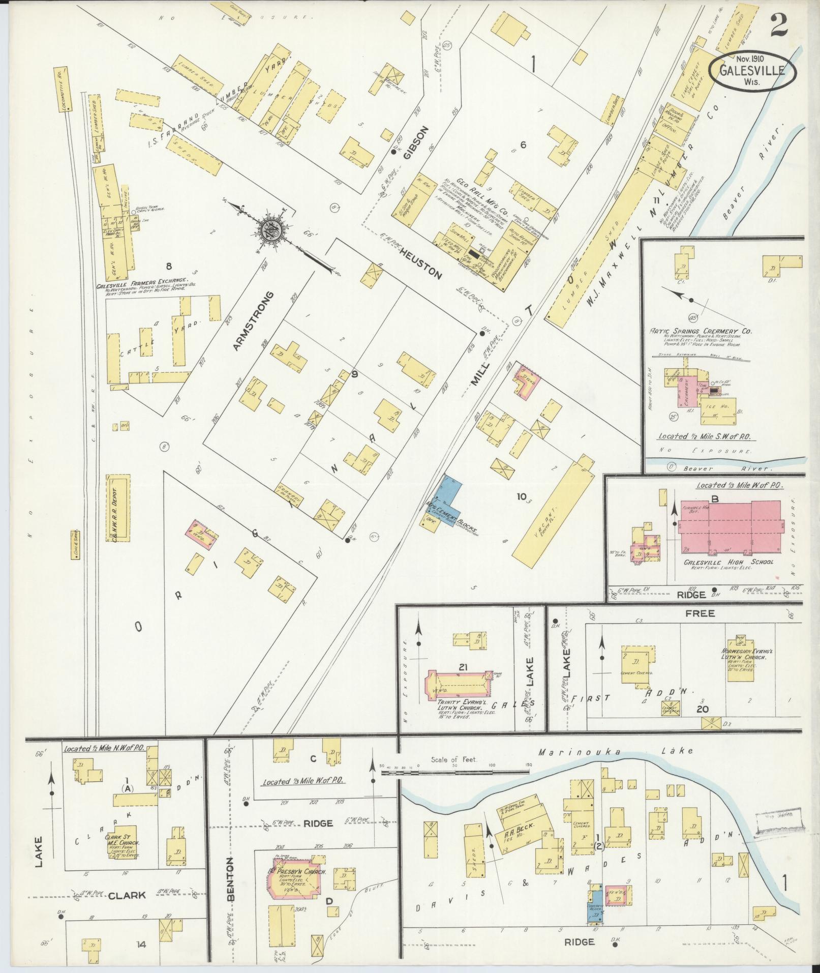 Sanborn Fire Insurance Map from Galesville, Trempealeau County, Wisconsin (1910), Sheet #0002 - Complete Map Set gallery image, historic Sanborn map, vintage wall art, Wisconsin Wisconsin