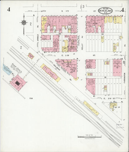 Sanborn Fire Insurance Map from Devils Lake, Ramsey County, North Dakota (1924), Sheet #0004 - Complete Map Set gallery image, historic Sanborn map, vintage wall art, North Dakota North Dakota