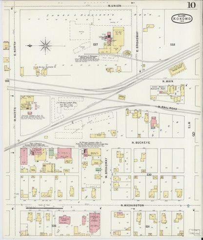 Sanborn Fire Insurance Map from Kokomo, Howard County, Indiana (1896), Sheet #0010 - Historic Sanborn Fire Insurance Map Print, vintage old map wall art, antique decor, genealogy gift, Indiana Indiana map