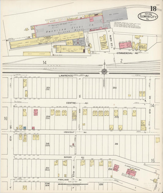 Sanborn Fire Insurance Map from Ellwood City, Lawrence County, Pennsylvania (1921), Sheet #0018 - Historic Sanborn Fire Insurance Map Print, vintage old map wall art, antique decor, genealogy gift, Pennsylvania Pennsylvania map