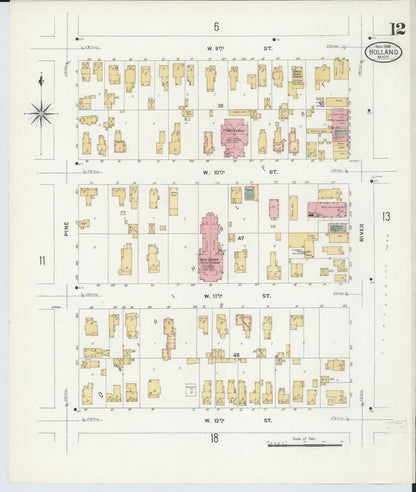 Sanborn Fire Insurance Map from Holland, Ottawa County, Michigan (1908), Sheet #0012 - Historic Sanborn Fire Insurance Map Print, vintage old map wall art, antique decor, genealogy gift, Michigan Michigan map