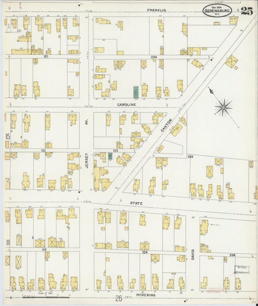 Sanborn Fire Insurance Map from Ogdensburg, St. Lawrence County, New York (1904), Sheet #0025 - Historic Sanborn Fire Insurance Map Print, vintage old map wall art, antique decor, genealogy gift, New York New York map