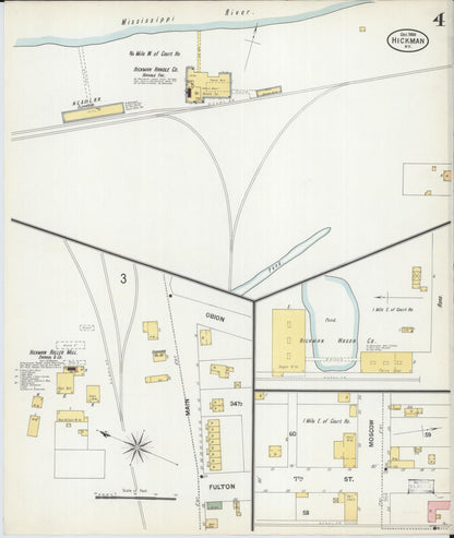 Sanborn Fire Insurance Map from Hickman, Fulton County, Kentucky (1900), Sheet #0004 - Complete Map Set gallery image, historic Sanborn map, vintage wall art, Kentucky Kentucky
