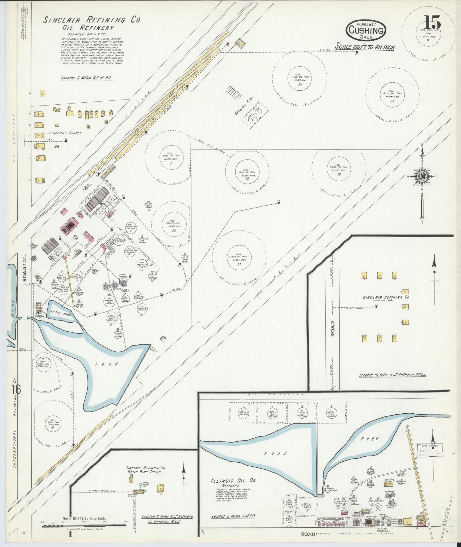 Sanborn Fire Insurance Map from Cushing, Payne County, Oklahoma (1917), Sheet #0015 - Complete Map Set gallery image, historic Sanborn map, vintage wall art, Oklahoma Oklahoma