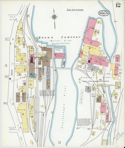 Sanborn Fire Insurance Map from Berlin, Coos County, New Hampshire (1920), Sheet #0012 - Complete Map Set gallery image, historic Sanborn map, vintage wall art, New Hampshire New Hampshire