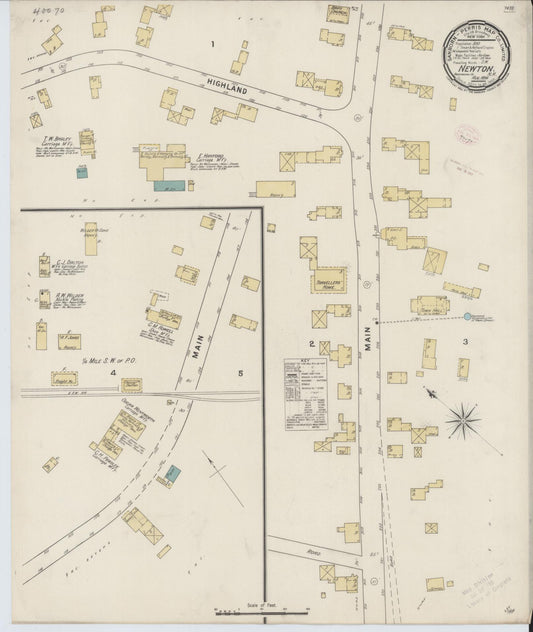 Sanborn Fire Insurance Map from Newton, Rockingham County, New Hampshire (1894), Sheet #0001 - Historic Sanborn Fire Insurance Map Print, vintage old map wall art, antique decor, genealogy gift, New Hampshire New Hampshire map