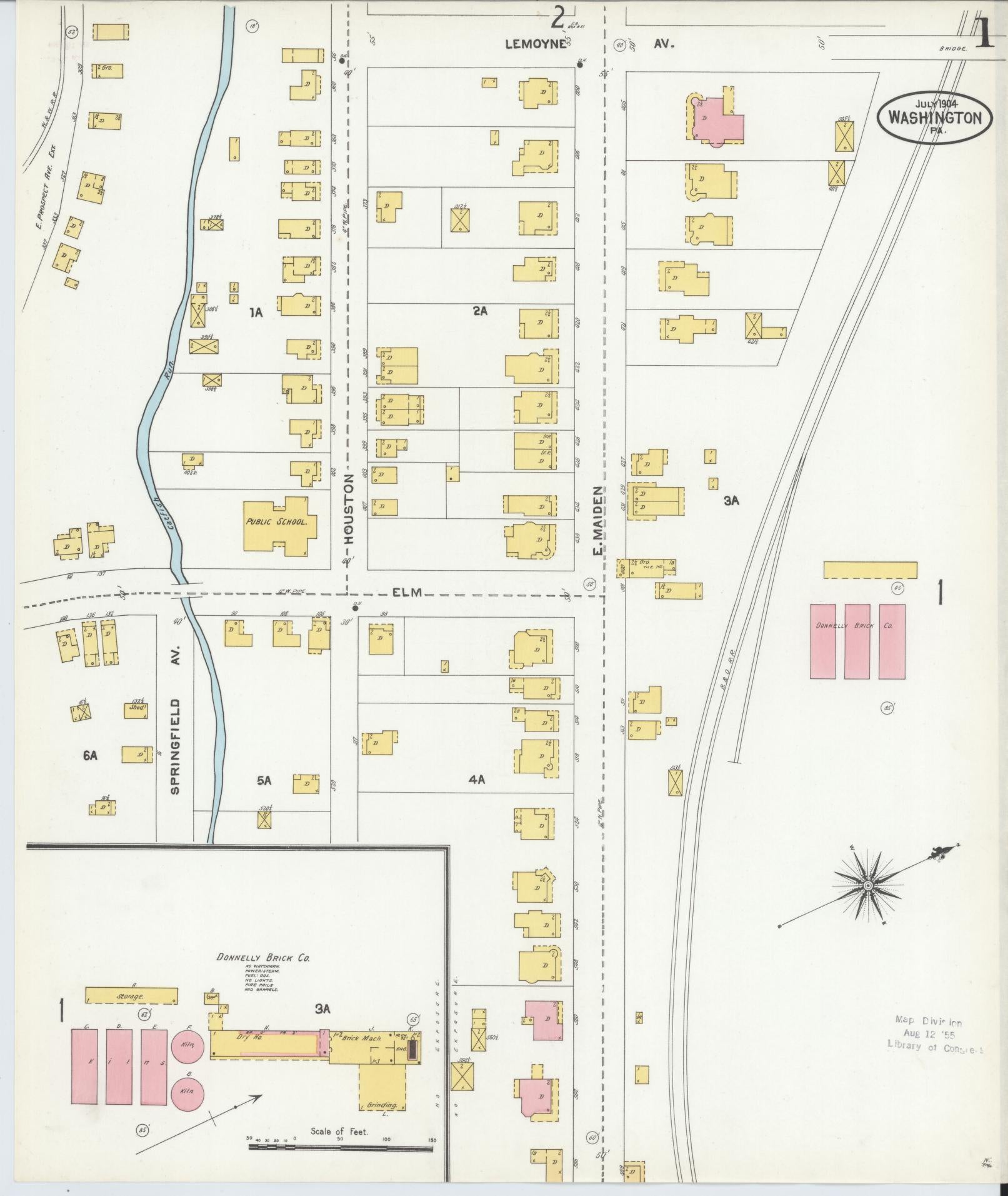 Sanborn Fire Insurance Map from Washington, Washington County, Pennsylvania (1904), Sheet #0001 - Historic Sanborn Fire Insurance Map Print, vintage old map wall art, antique decor, genealogy gift, Sanborn Fire Insurance Map from Washington Washington map