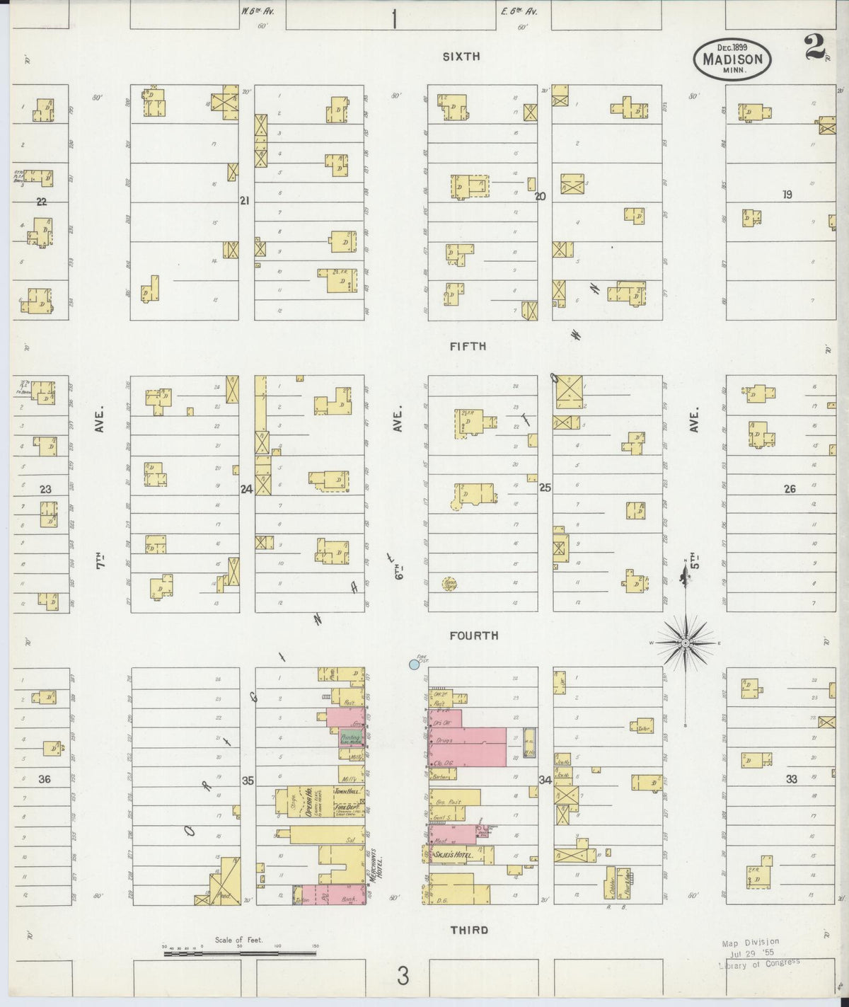 Sanborn Fire Insurance Map from Madison, Lac Qui Parle County, Minnesota (1899), Sheet #0002 - Complete Map Set gallery image, historic Sanborn map, vintage wall art, Minnesota Minnesota