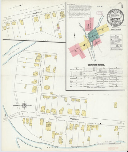 Sanborn Fire Insurance Map from Clinton, Hunterdon County, New Jersey (1912), Sheet #0001 - Historic Sanborn Fire Insurance Map Print, vintage old map wall art, antique decor, genealogy gift, New Jersey New Jersey map