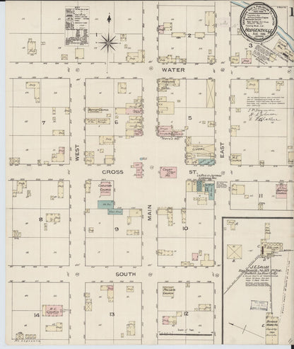 Sanborn Fire Insurance Map from Hodgenville, Larue County, Kentucky (1886), Sheet #0001 - Complete Map Set gallery image, historic Sanborn map, vintage wall art, Kentucky Kentucky