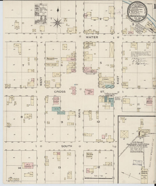 Sanborn Fire Insurance Map from Hodgenville, Larue County, Kentucky (1886), Sheet #0001 - Complete Map Set gallery image, historic Sanborn map, vintage wall art, Kentucky Kentucky