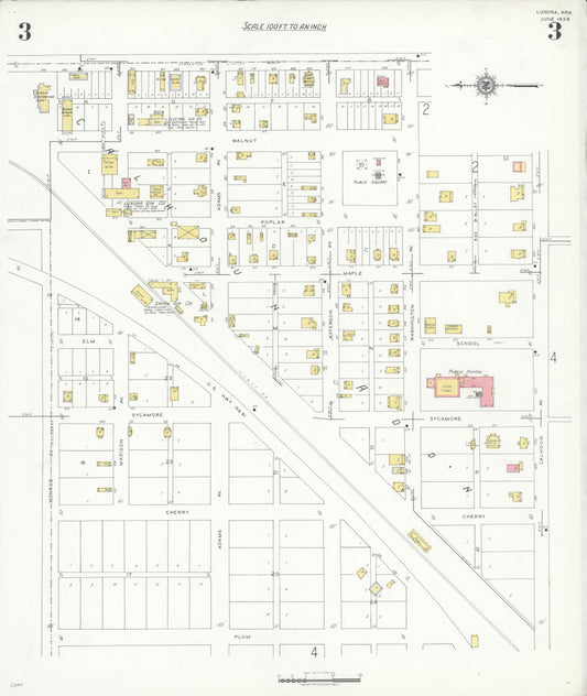 Sanborn Fire Insurance Map from Luxora, Mississippi County, Arkansas (1939), Sheet #0003 - Historic Sanborn Fire Insurance Map Print, vintage old map wall art, antique decor, genealogy gift, Luxora Mississippi map