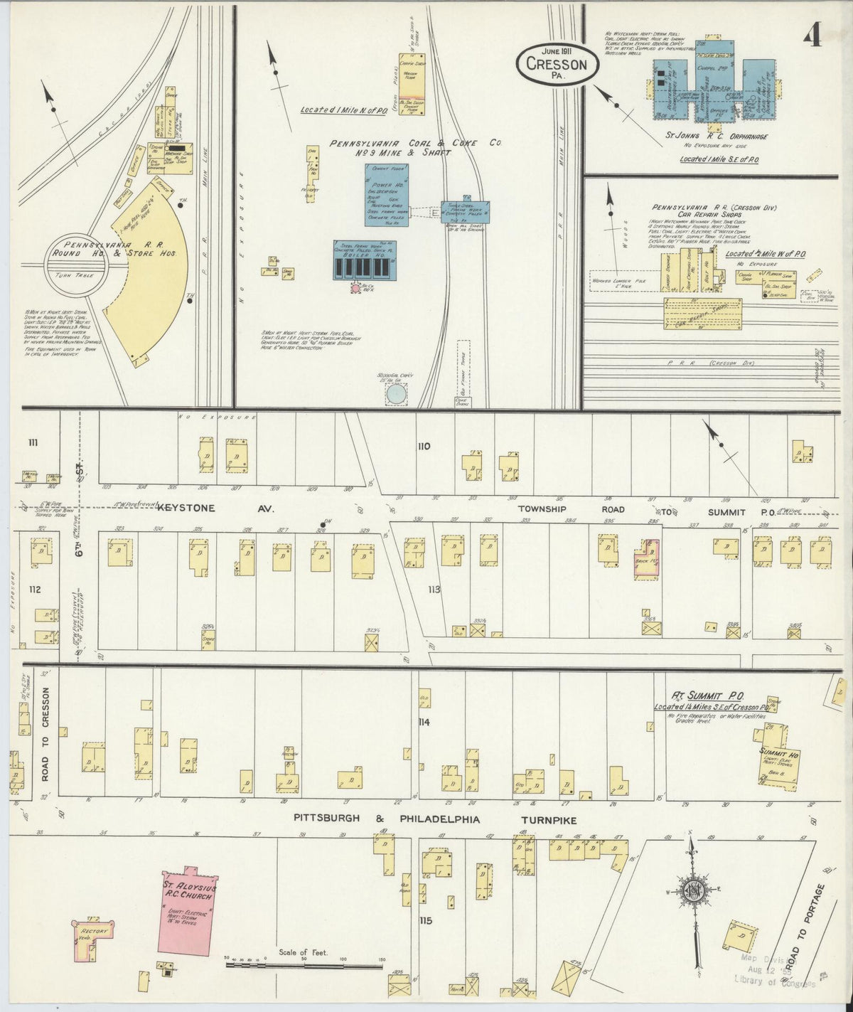 Sanborn Fire Insurance Map from Cresson, Cambria County, Pennsylvania (1911), Sheet #0004 - Complete Map Set gallery image, historic Sanborn map, vintage wall art, Pennsylvania Pennsylvania