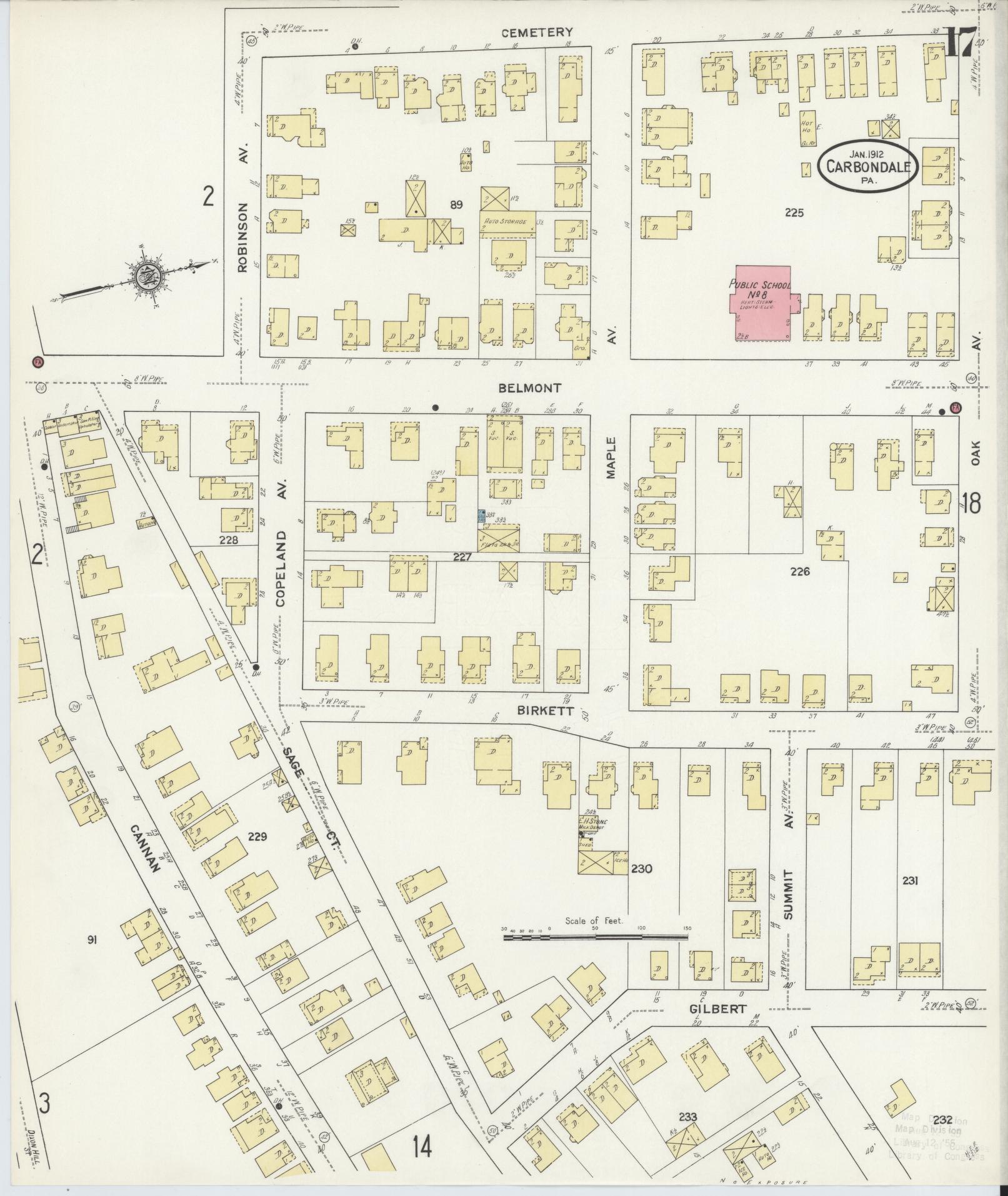 Sanborn Fire Insurance Map from Carbondale, Lackawanna County, Pennsylvania (1912), Sheet #0017 - Historic Sanborn Fire Insurance Map Print, vintage old map wall art, antique decor, genealogy gift, Pennsylvania Pennsylvania map