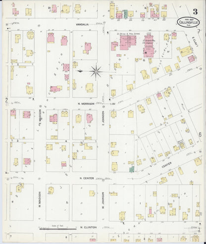 Sanborn Fire Insurance Map from Collinsville, Madison County, Illinois (1907), Sheet #0003 - Complete Map Set gallery image, historic Sanborn map, vintage wall art, Illinois Illinois