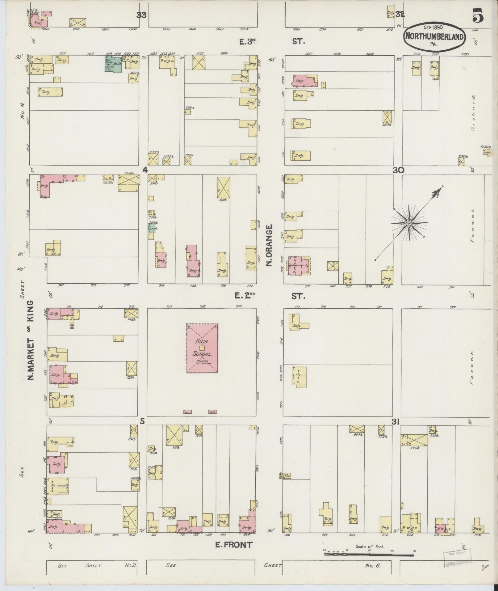 Sanborn Fire Insurance Map from Northumberland, Northumberland County, Pennsylvania (1890), Sheet #0005 - Complete Map Set gallery image, historic Sanborn map, vintage wall art, Pennsylvania Pennsylvania