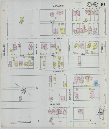 Sanborn Fire Insurance Map from El Paso, El Paso County, Texas (1888), Sheet #0010 - Historic Sanborn Fire Insurance Map Print, vintage old map wall art, antique decor, genealogy gift, Texas Texas map