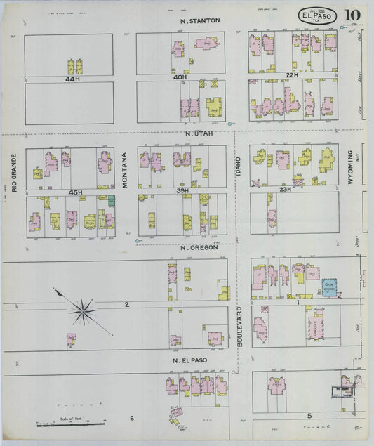 Sanborn Fire Insurance Map from El Paso, El Paso County, Texas (1888), Sheet #0010 - Historic Sanborn Fire Insurance Map Print, vintage old map wall art, antique decor, genealogy gift, Texas Texas map